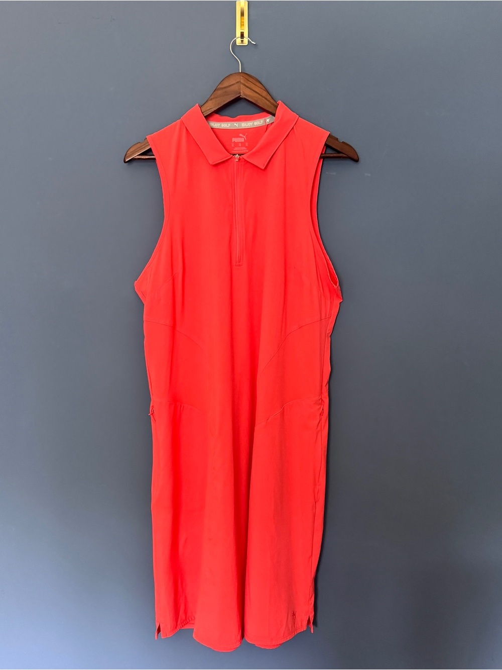 NWT Puma Coral Zip-Front Golf Polo Dress/Shorts XL UPF 50
